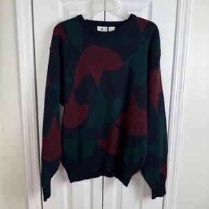 Vintage Jockey Geometric Wool Blend Sweater 80s 90s Abstract Grunge L